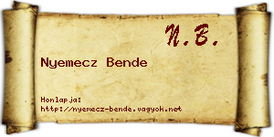 Nyemecz Bende névjegykártya